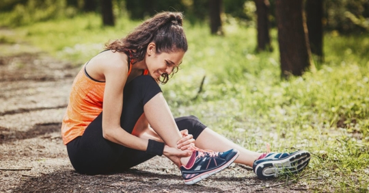 Woman with an ankle injury. She will go to PrimeCare Emergency Center for a diagnosis.